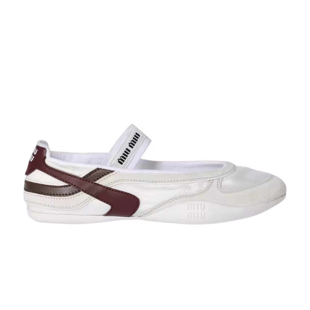 Miu Miu Women's Gymnasium Ballerinas White Burgundy