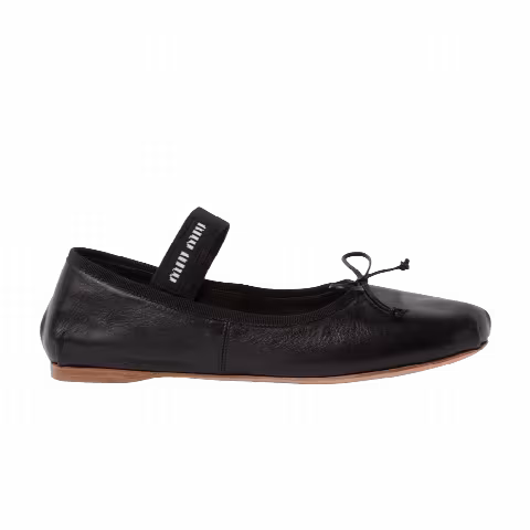 Miu Miu Wmns Leather Ballerinas 'Black'