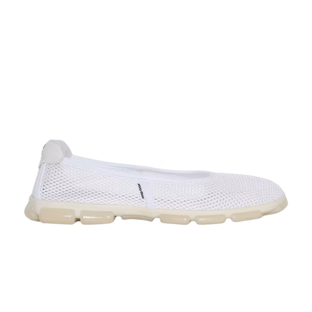 Miu Miu Women's Mesh Ballet Flat White