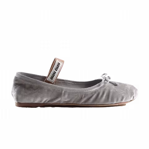 Miu Miu Wmns Velvet Ballerinas 'Grey'