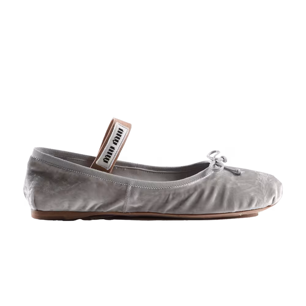 Miu Miu Women's Velvet Ballerinas Grey
