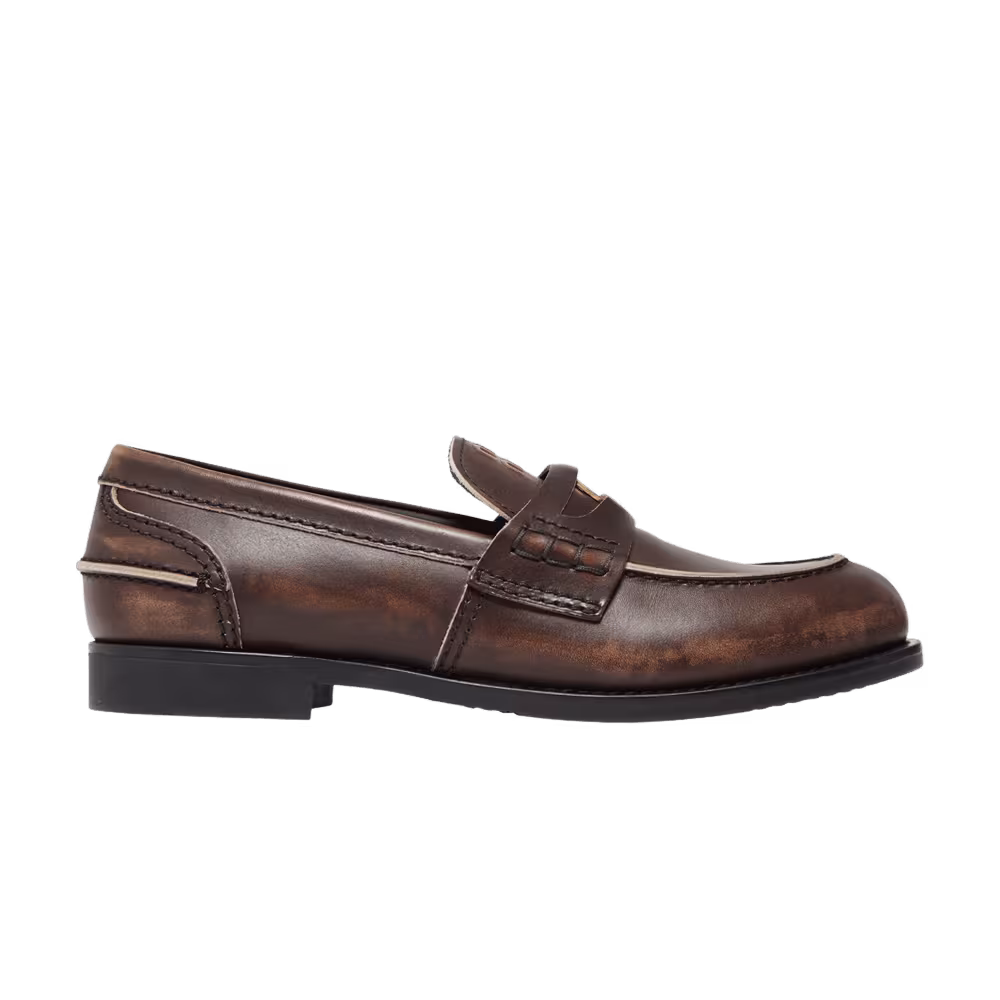 Miu Miu Women's Vintage Effect Penny Loafer Ebony