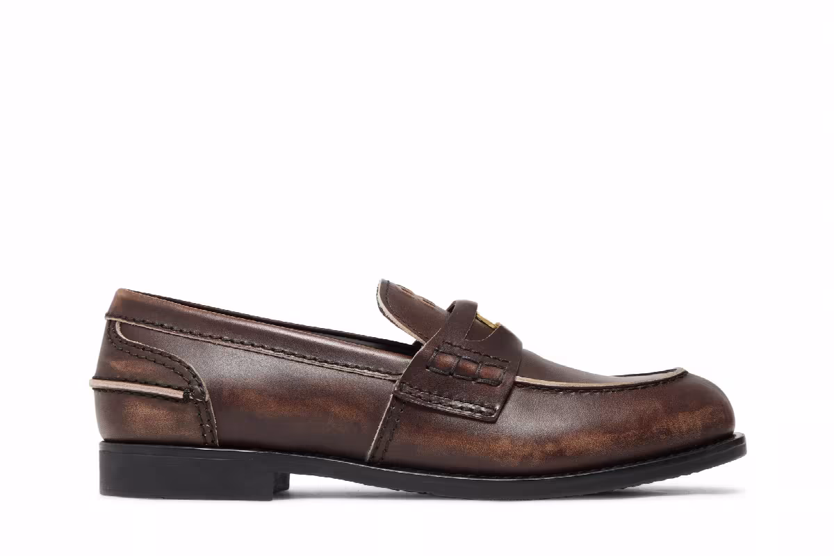 Miu Miu Women's Vintage Effect Penny Loafer Ebony, view 2
