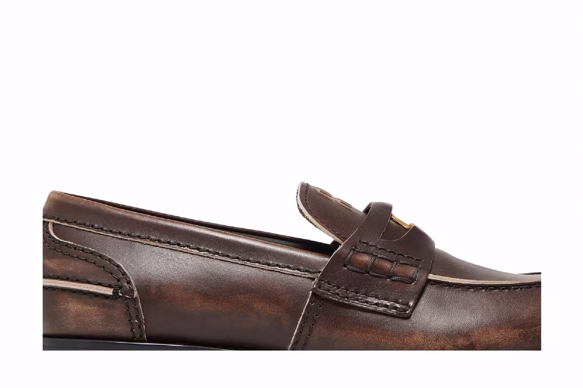 Miu Miu Women's Vintage Effect Penny Loafer Ebony, view 3