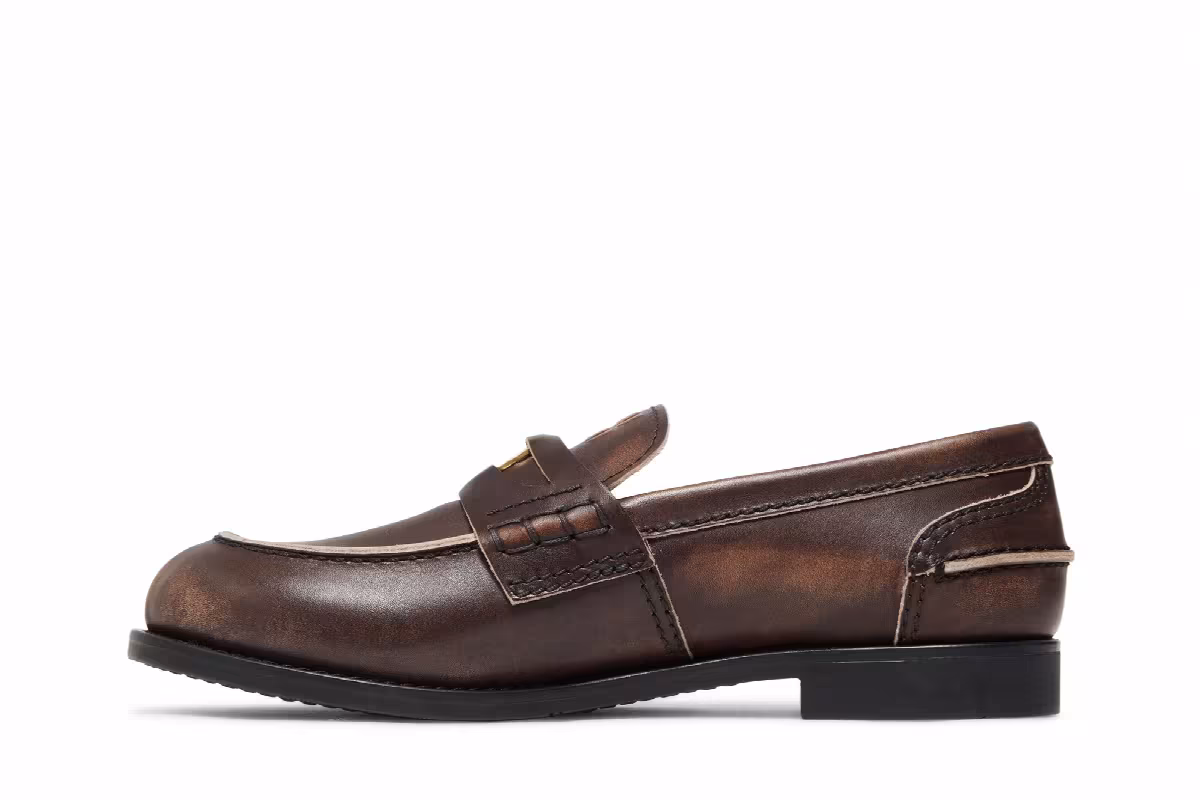 Miu Miu Women's Vintage Effect Penny Loafer Ebony, view 4