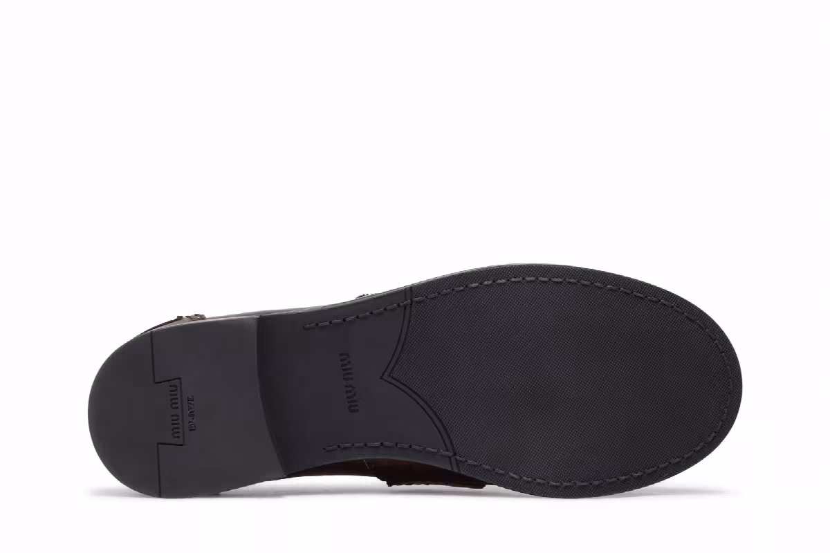 Miu Miu Women's Vintage Effect Penny Loafer Ebony, view 5