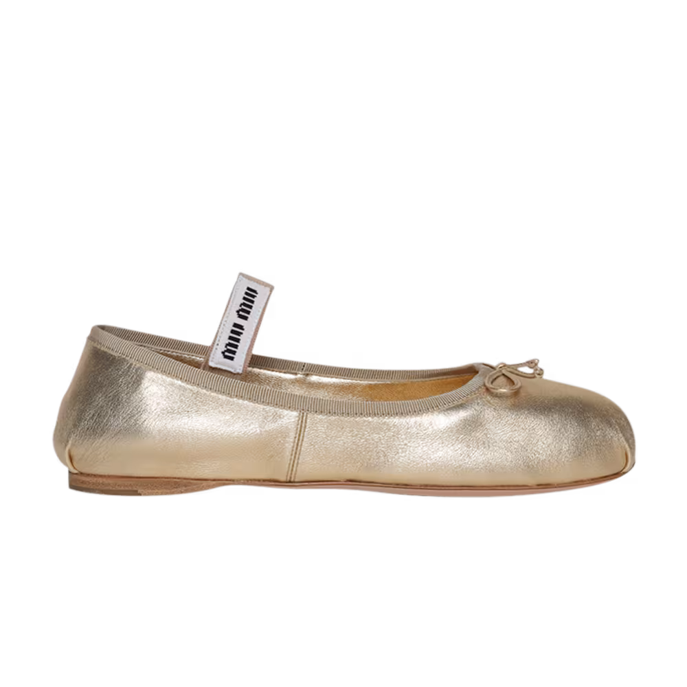 Miu Miu Women's Leather Ballerinas Platino