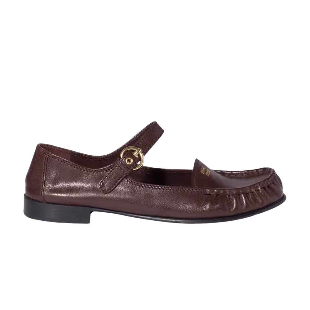 Miu Miu Women's Strap Loafer Dark Brown