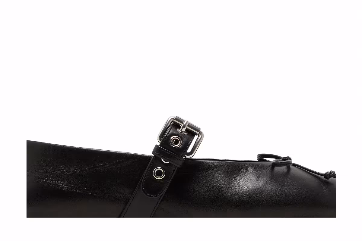 Miu Miu Women's Leather Buckled Ballerinas Black, view 3