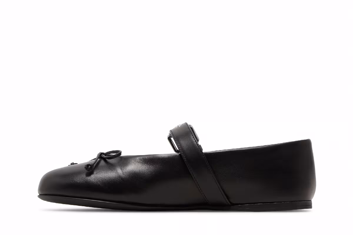 Miu Miu Women's Leather Buckled Ballerinas Black, view 4