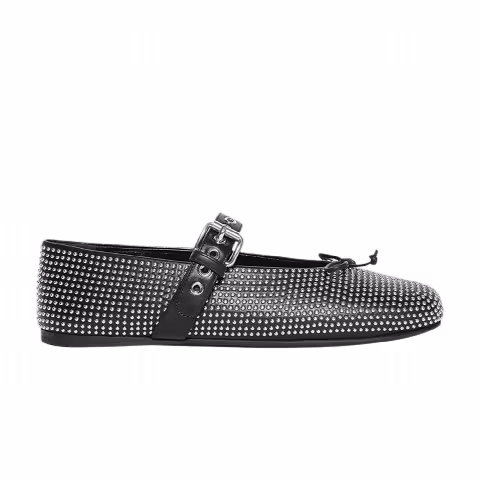 Miu Miu Wmns Calf Leather Ballerinas 'Tiny Studs - Black'