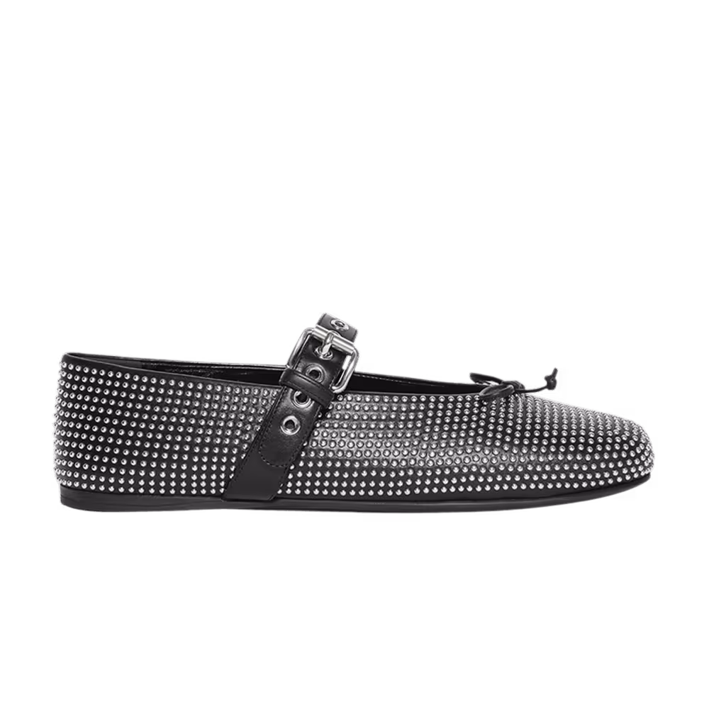 Miu Miu Women's Calf Leather Ballerinas Tiny Studs - Black