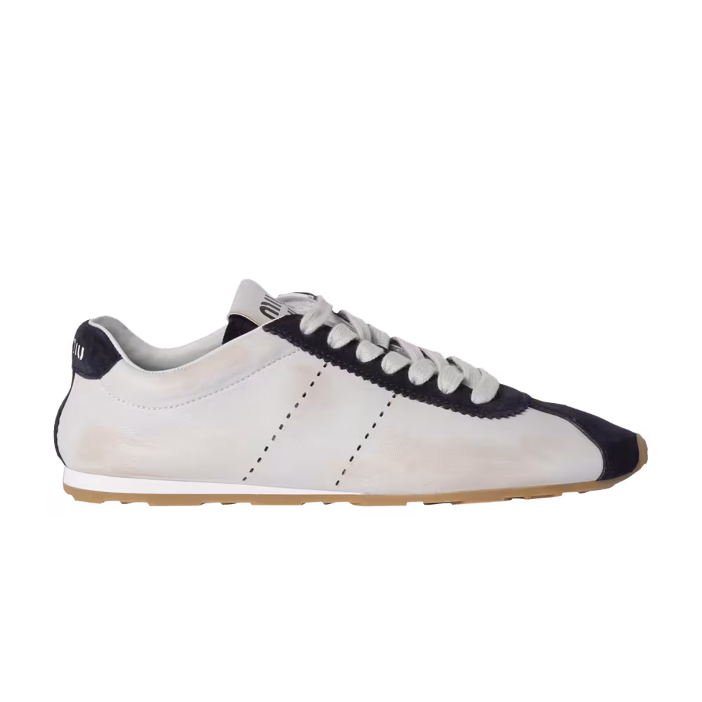 Miu Miu Women's Plume Suede Sneaker White Blue