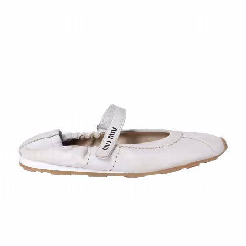 Miu Miu Wmns Bleached Nappa Leather Ballerinas 'White'