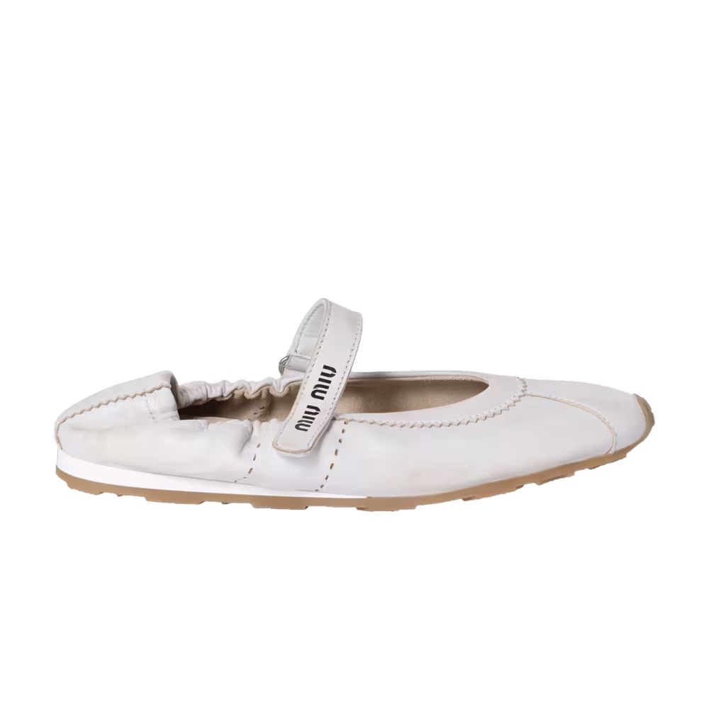 Miu Miu Women's Bleached Nappa Leather Ballerinas White
