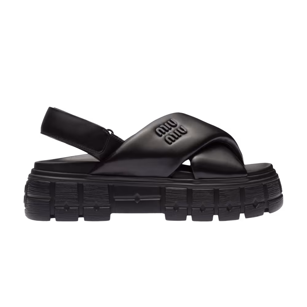 Miu Miu Women's Sporty Nappa Leather Sandal Black