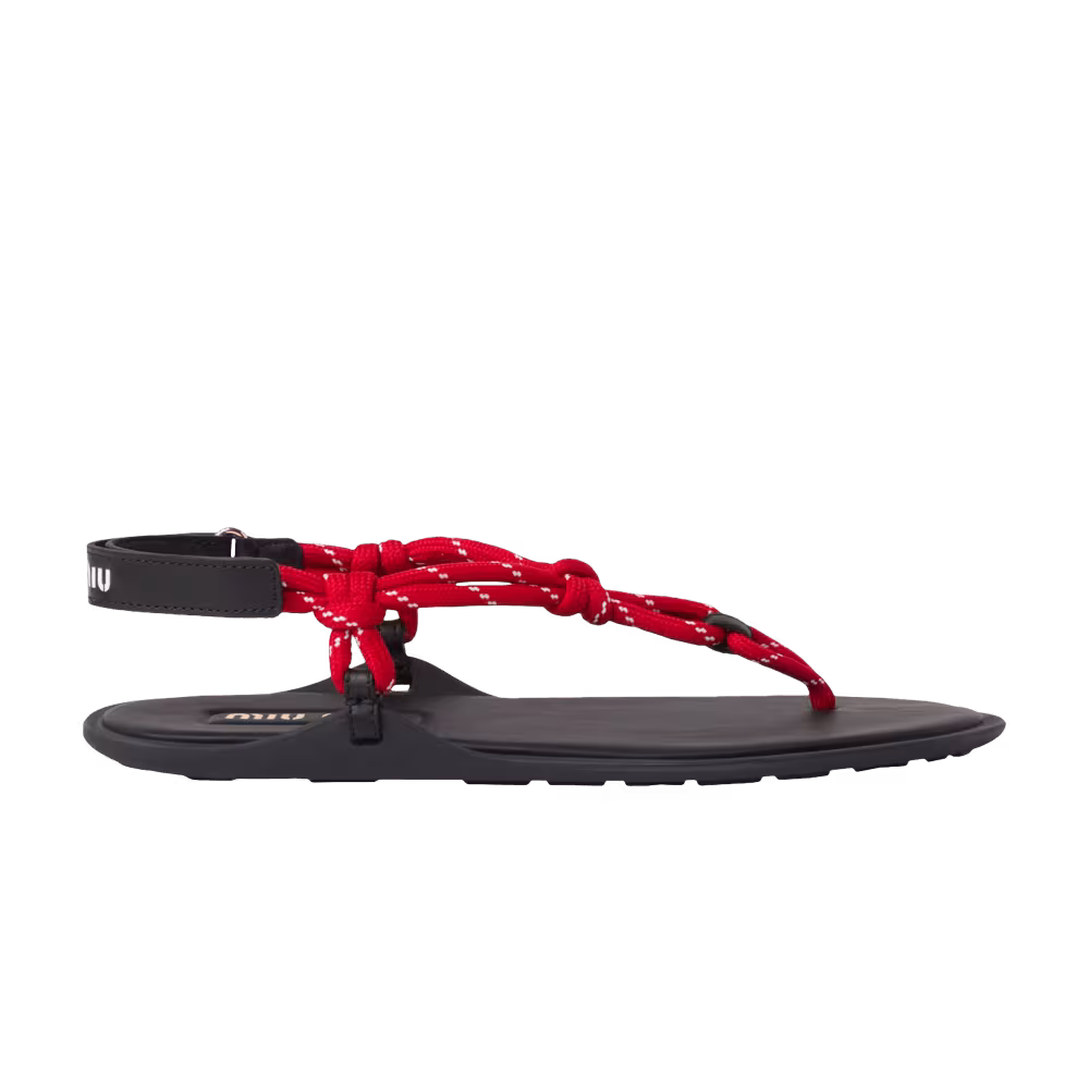 Miu Miu Women's Riviere Cord Leather Sandal Red