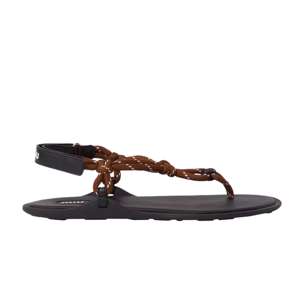 Miu Miu Women's Riviere Cord Leather Sandal Tobacco