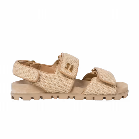 Miu Miu Wmns Sporty Stuoia Raffia Sandal 'Natural'