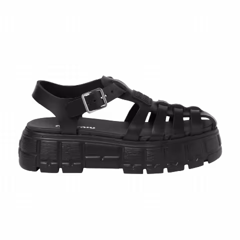 Miu Miu Wmns Soft Cage Flatform Sandal 'Black'
