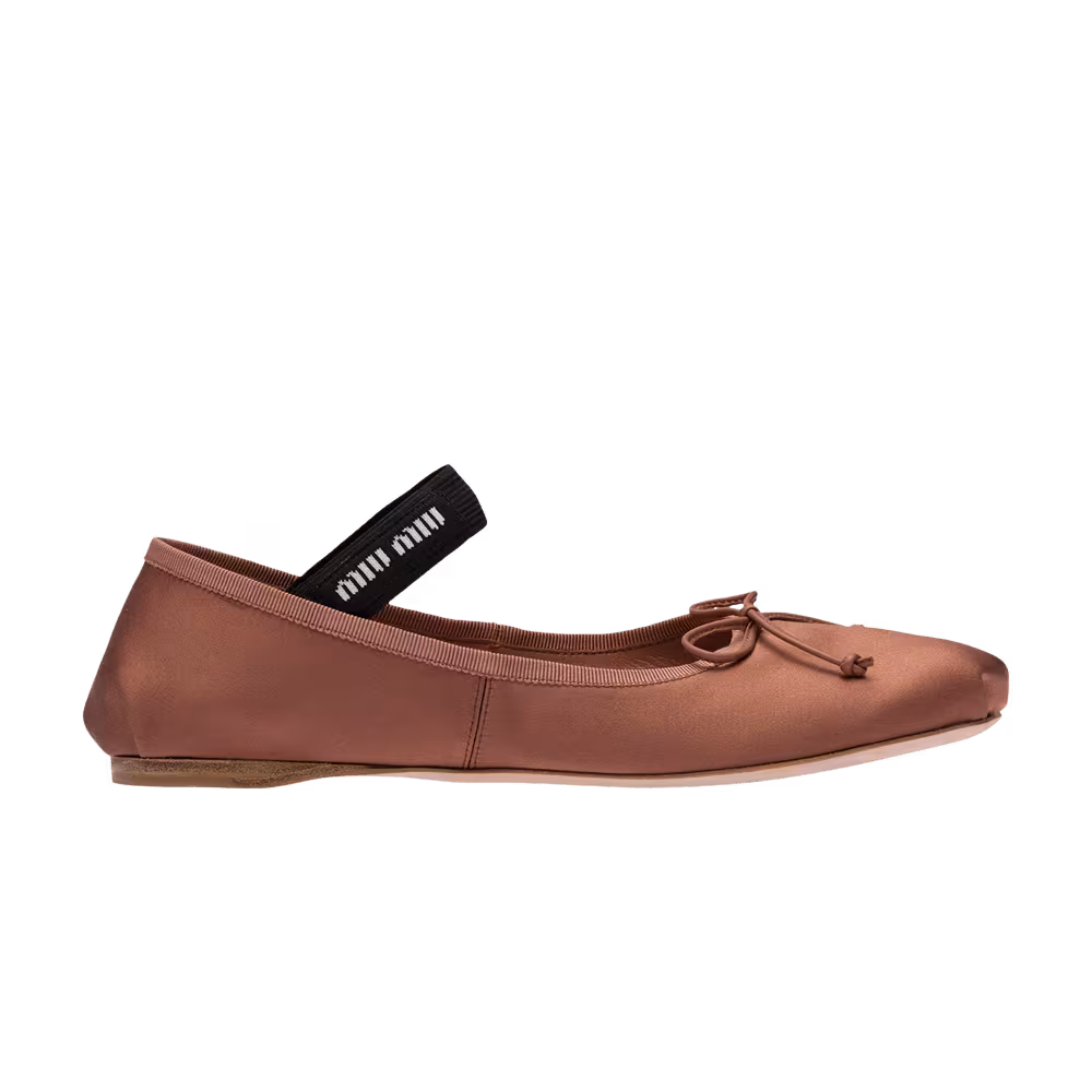 Miu Miu Women's Satin Ballerinas Cocoa Brown