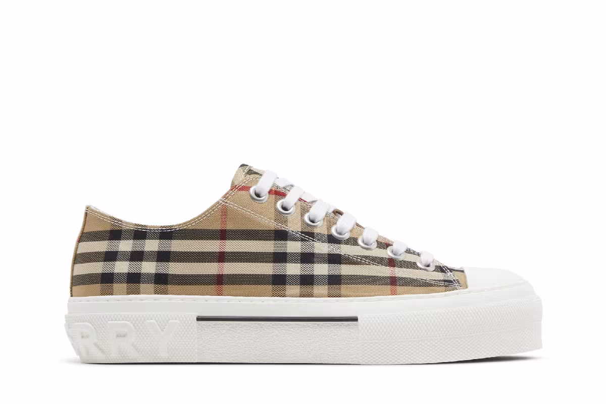 Burberry Check Cotton Sneakers Archive Beige, view 2