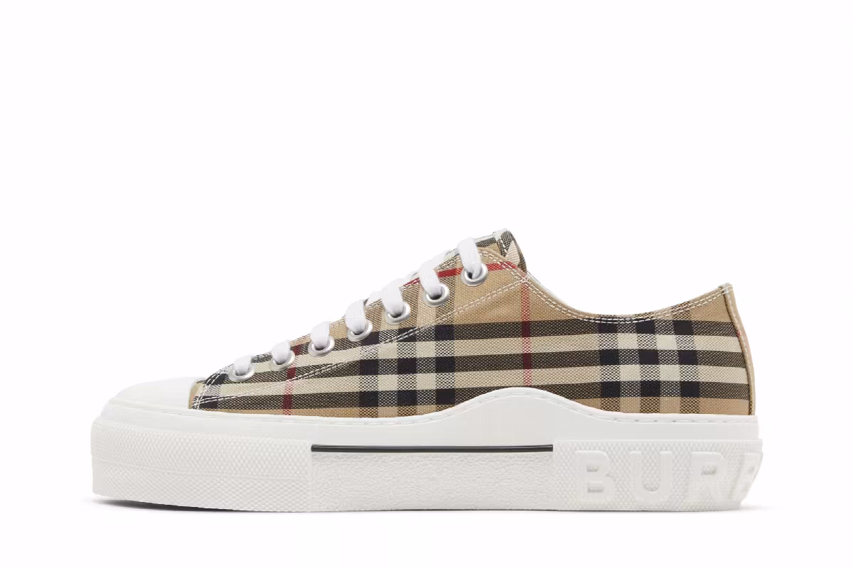Burberry Check Cotton Sneakers Archive Beige, view 4