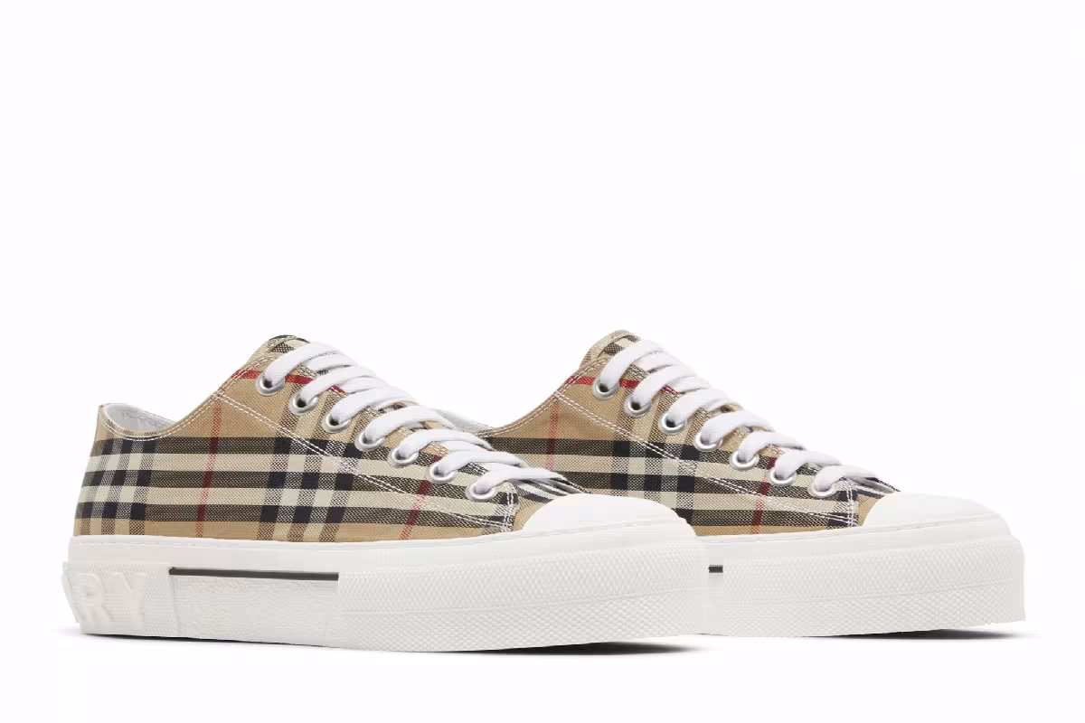 Burberry Check Cotton Sneakers Archive Beige, view 9