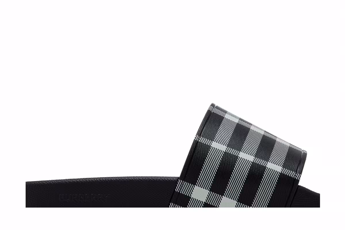 Burberry Check Slides Black Calico, view 3