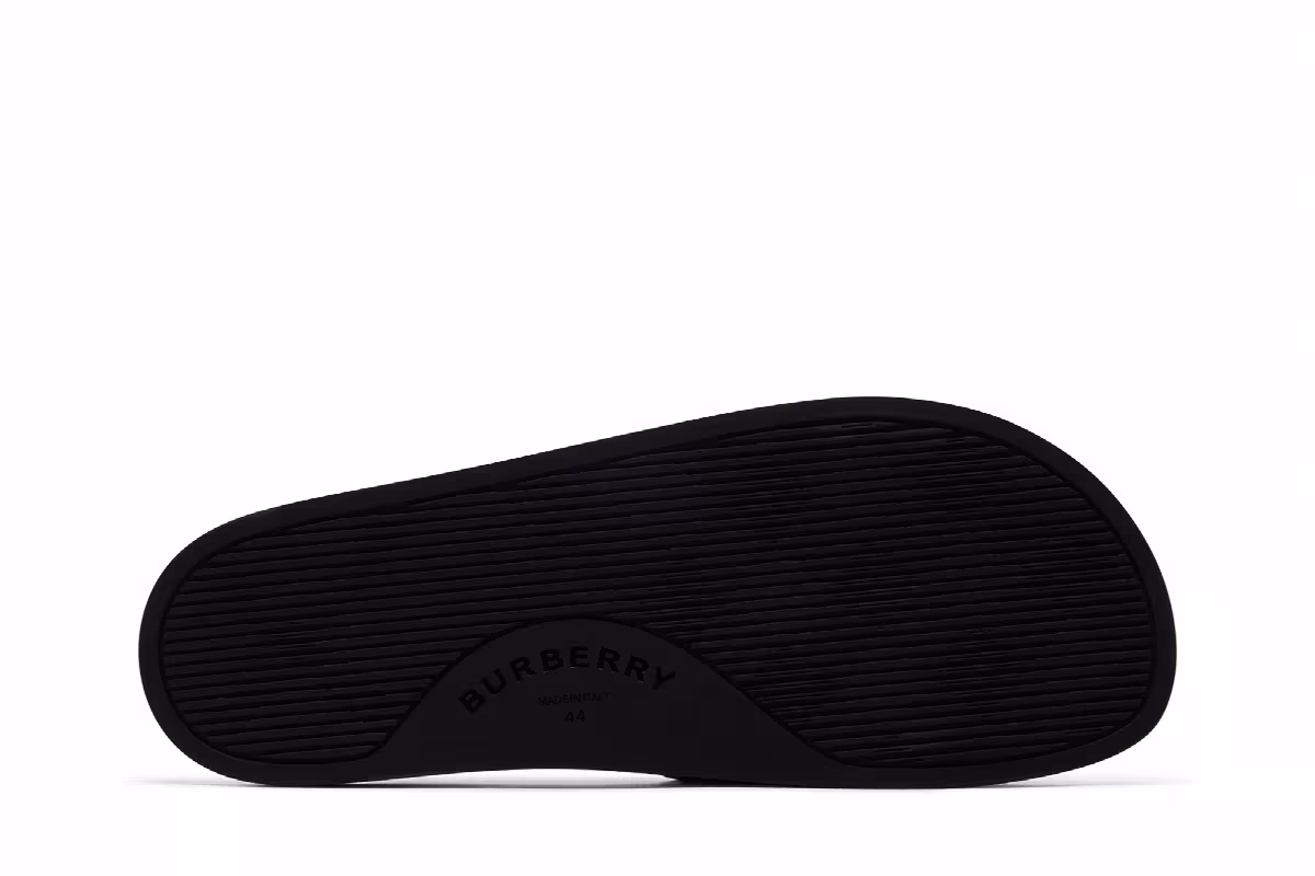 Burberry Check Slides Black Calico, view 5