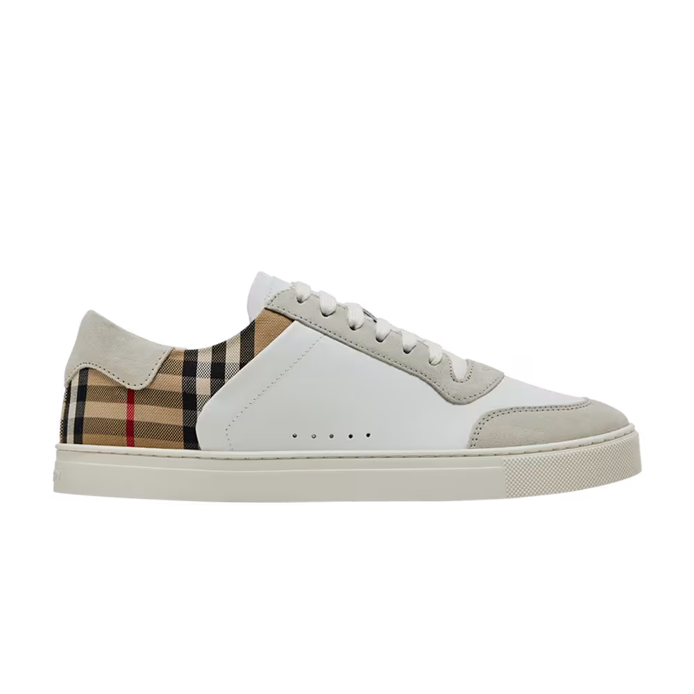 Burberry Check Panelled Sneakers Natural White Archive Beige