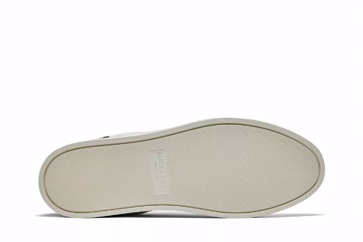 Burberry Check Panelled Sneakers Natural White Archive Beige, view 5