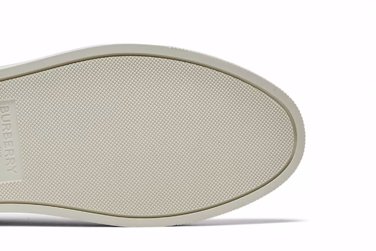 Burberry Check Panelled Sneakers Natural White Archive Beige, view 6