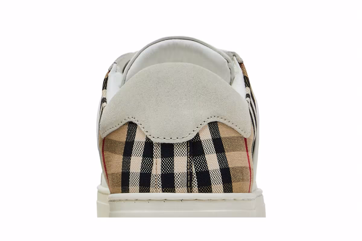 Burberry Check Panelled Sneakers Natural White Archive Beige, view 8