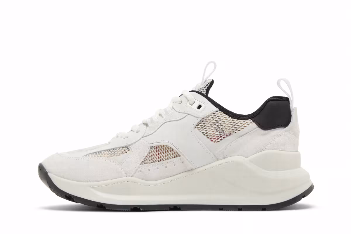 Burberry Women's Check Mesh Low White Tartan, view 4