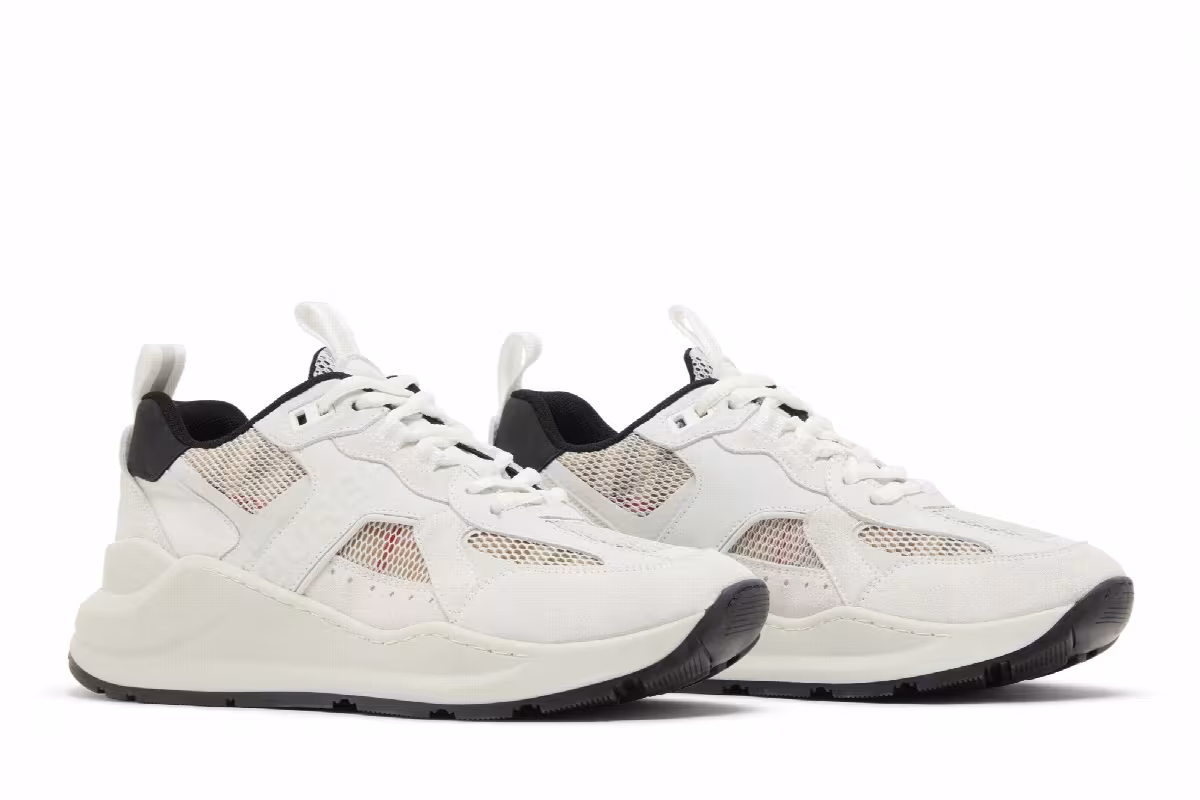 Burberry Women's Check Mesh Low White Tartan, view 9