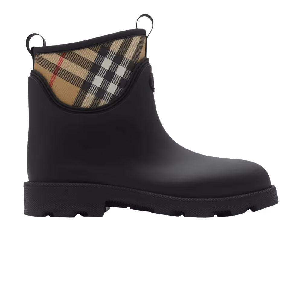 Burberry Check-Detailed Rain Boot Black Biege