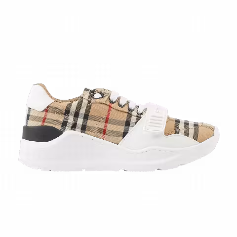 Burberry Wmns Check and Leather Sneakers 'Archive Beige'