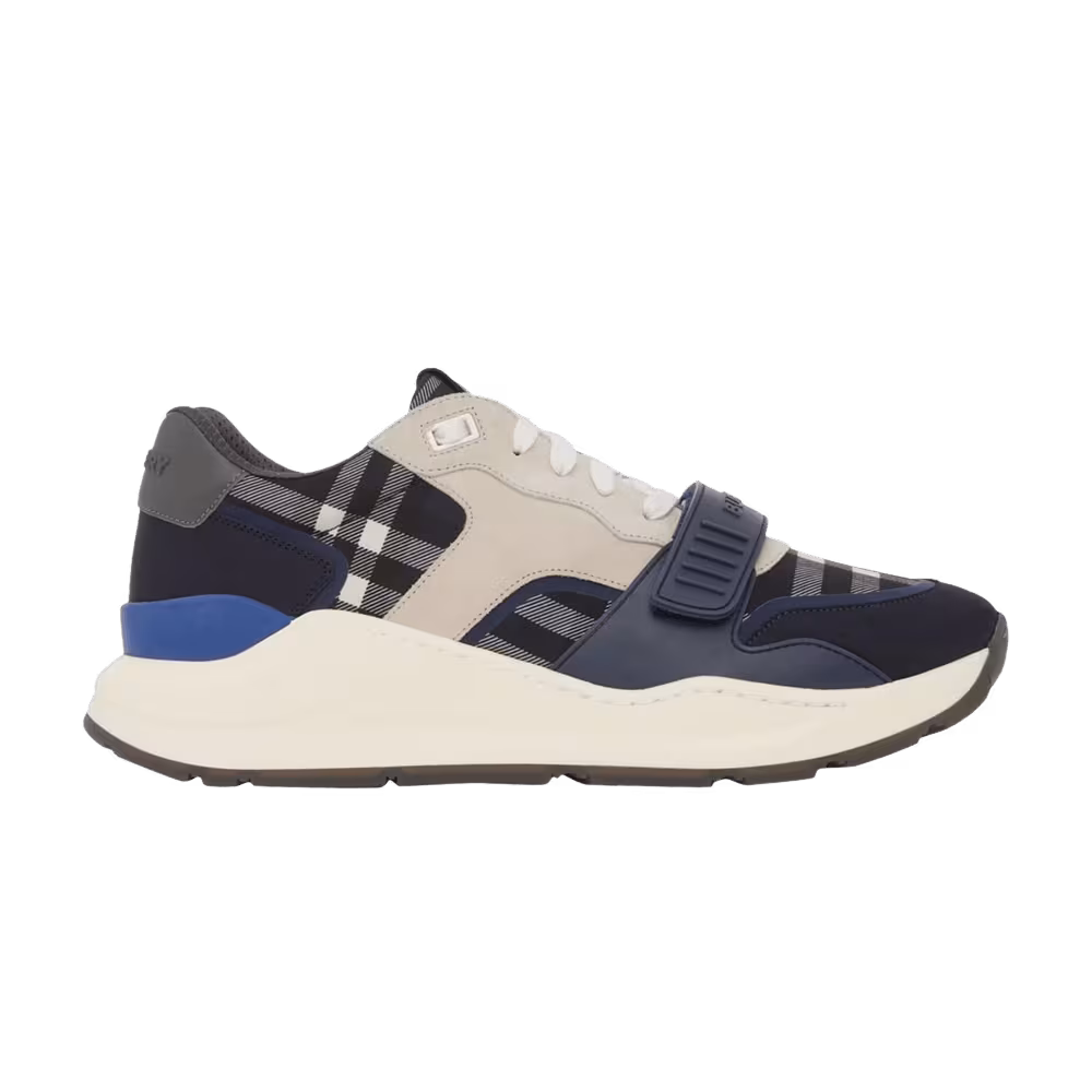 Burberry Check Sneakers Dark Charcoal Blue