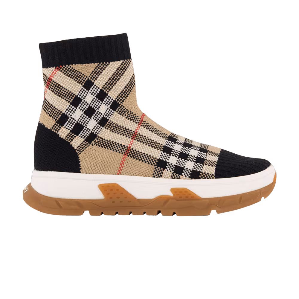 Burberry Union Sock Sneaker Kids Vintage Check Black Beige