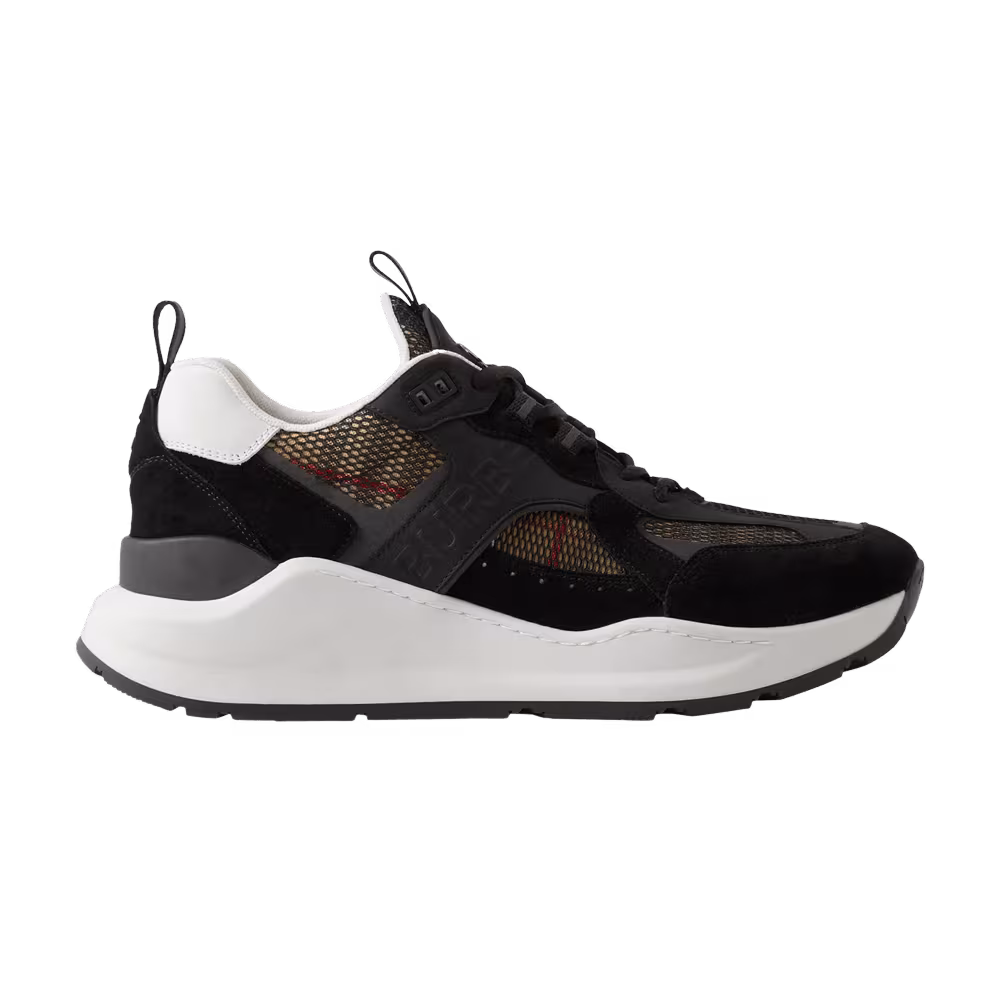 Burberry Check Sneakers Logo Embossed - Black Mesh