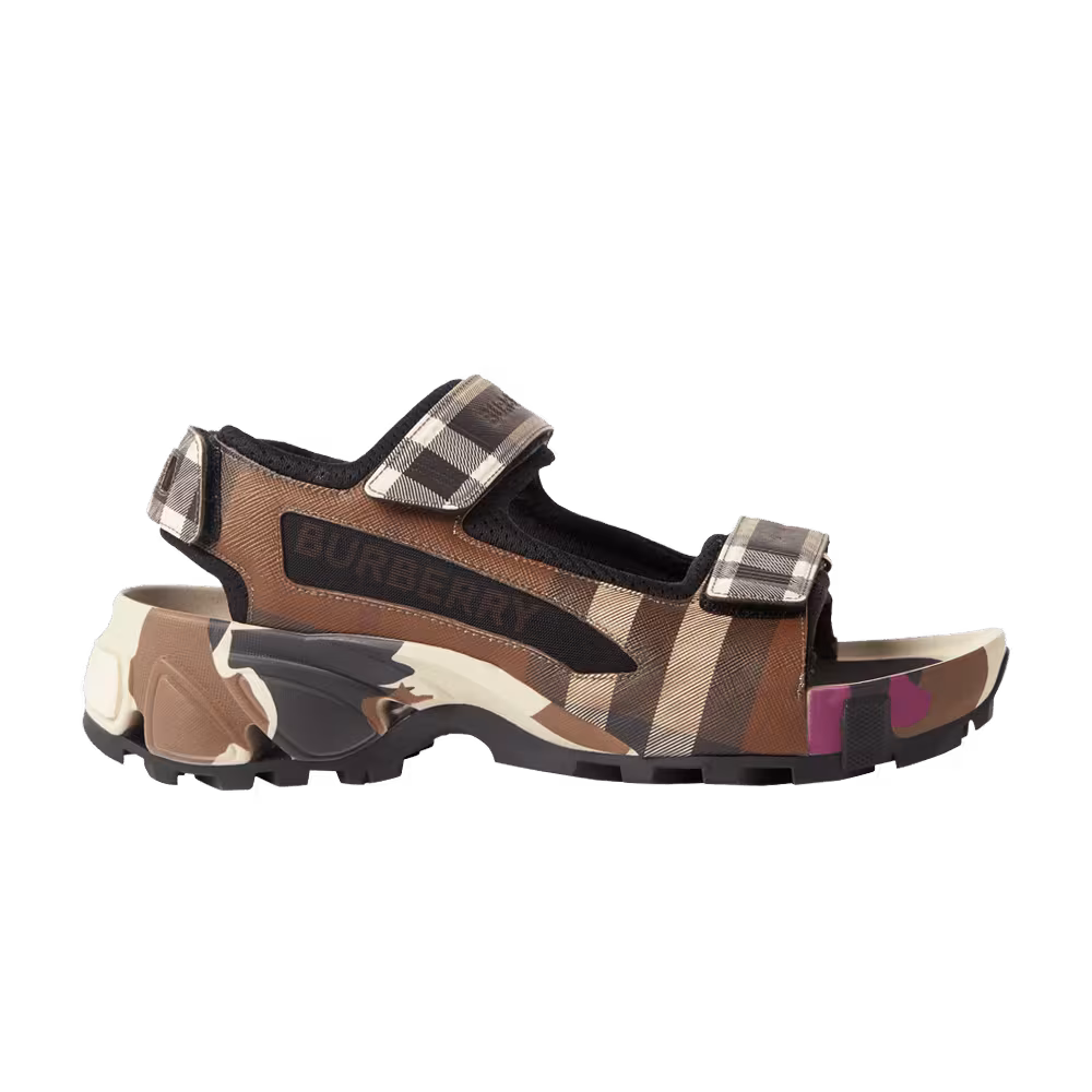 Burberry Women's Check Arthur Sandal Dark Birch Brown