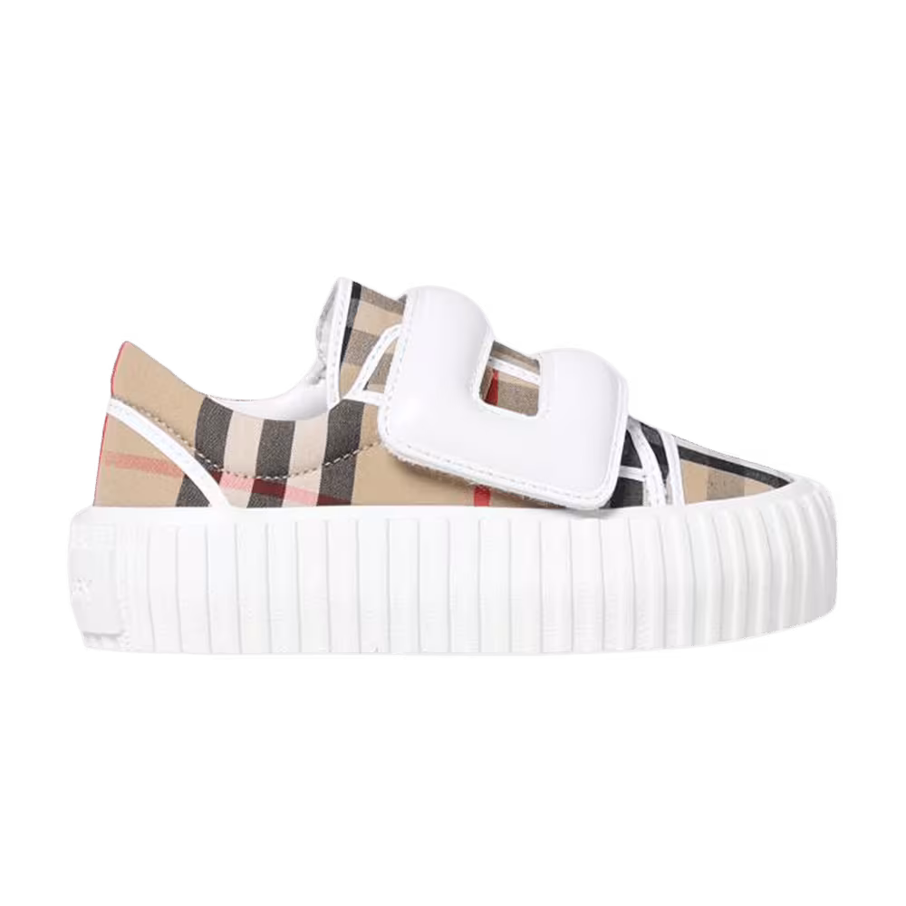 Burberry Mark Check Single Strap Sneaker Kids Archive Beige
