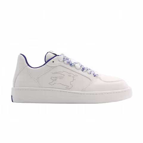 Burberry Wmns Leather Stock Sneaker 'Perforated Equestrian Knight - White'