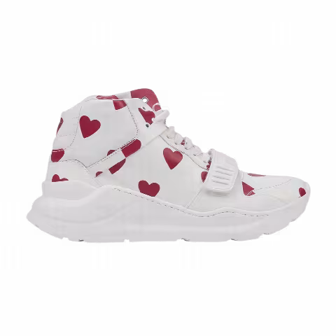 Burberry Wmns Regis Heart Print High-Top Sneaker 'White'