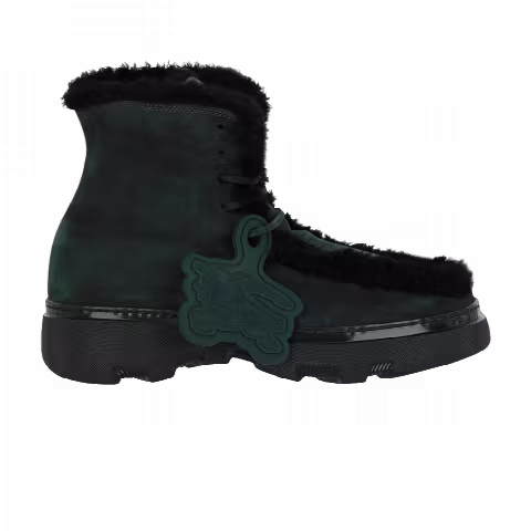 Burberry Shearling Embellished Suede Creeper Boot 'Green Black'