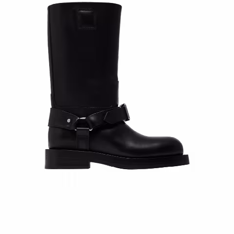 Burberry Wmns Leather Saddle Low Boot 'Black'