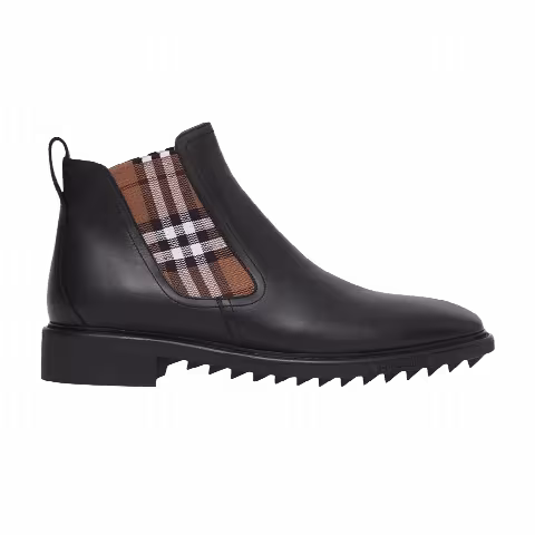 Burberry Check-Panel Chelsea Ankle Boot 'Black Brown'