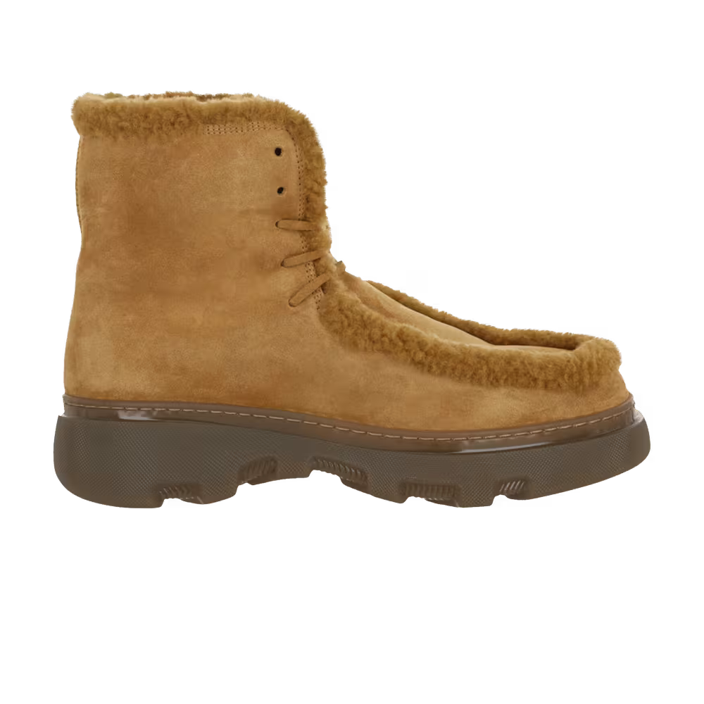 Burberry Shearling Embellished Suede Creeper Boot Amber