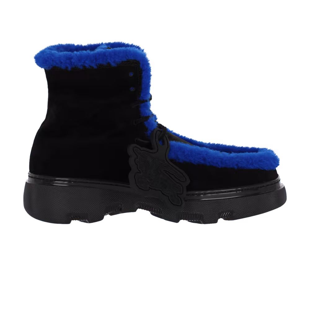 Burberry Shearling Embellished Suede Creeper Boot Black Knight